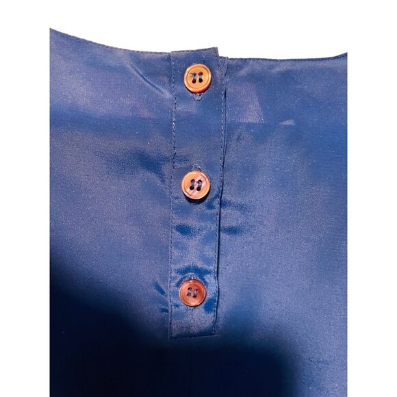 The Very thing Womens Blue Polyester Blouse Button-Back Size S Made In Cambodia - Picture 3 of 4